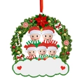 Adorno navideño de resina con familia de muñecos de nieve y corona verde festiva - Familia de 5 personas
