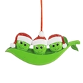 Drei Erbsen in einer Schote Weihnachtsanhänger aus Harz mit roten Mützen - Erbsenfamilie Stil B (A561)