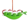 Kreativer grüner Harz-Weihnachts-Erbsenschoten-Anhänger mit vier festlichen Bohnenfiguren - Erbsenfamilie Stil C (A561)