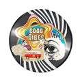 Kreative Schallplatten-Wanddeko mit Sonnenblumen und Retro-Camper-Kunstillustration - Stil 4 Retro Van Psychedelische Illustration (A591-4)