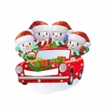 DIY Christmas car ornament with 4 snowmen and golden retriever dog for personalized names - Family of Four Kids Car Style