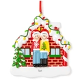 Gepersonaliseerd sneeuwpop familiehuis ornament van hars met lichtjes voor de kerstboom - Paar Familie Stijl
