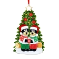 Weihnachtsanhänger aus Harz mit schwarzen Bären und Tannenbaum für die Festtagsdekoration - Schwarzbär-Familienstil