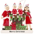 Ornamento natalizio in resina personalizzato per famiglia di quattro con scatole regalo - Stile per 4 Membri della Famiglia