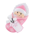 Adorno navideño de bebé en resina rosa envuelto en copos con etiqueta festiva - Bebé Rosa / Rosa