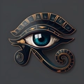 Ornamento del Ojo de Horus dorado con incrustación de resina azul y detalles metálicos - Estilo Egipcio Antiguo Ojo De Horus (4个雪花手套窗台蜡烛)