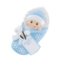 Adorno navideño creativo de resina para bebé en bota azul con copos de nieve - Bebé Azul / Azul
