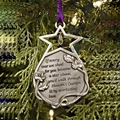 Adorno conmemorativo de ángel plateado con cinta púrpura y cristal en árbol de Navidad - Estilo Ovalado Estrella de Cinco Puntas