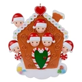 Macro detail of gingerbread house resin ornament with six characters and a red heart - 6 Characters House (A629)