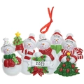 Adorno navideño personalizado de familia de 5 muñecos de nieve con pancarta 2023 - Combo 5 Muñecos de Nieve