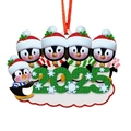 Famiglia di cinque pinguini 2025 ornamento natalizio in resina con striscione dei nomi - Stile 5 Pinguini