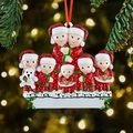 Christmas tree ornament with 7 family members in red polka dot pajamas on resin resin - 7 People