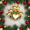 Ornamento natalizio famiglia di 5 renne in resina con cuore bianco personalizzabile - Famiglia di 5 Renne