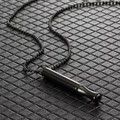 Minimalist black stainless steel whistle necklace with matching bead chain on leather surface - Style D Slim Waist Whistle / 5cm / Black