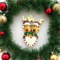 Addobbo natalizio famiglia di renne con cuore e cappelli rossi glitterati per l'albero - Famiglia di 2 Renne
