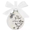 Pallina di Natale commemorativa con ciondolo angelo e testo I have an Angel in Heaven Dad - PAPÀ