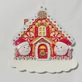 Ornamento casetta di pan di zenzero in resina con pupazzi di neve e dolci per l'albero di Natale - Casetta di Pan di Zenzero Con 2 Pupazzi di Neve