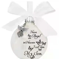 Memorial Christmas ball with silk bow, angel pendant and I call him My Son text - My Son