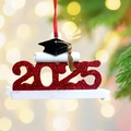 2025 Graduation Christmas tree ornament with black mortarboard and writable banner - Red