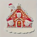 Dettaglio decorazione casa di pan di zenzero con pupazzi di neve e base personalizzabile - Casetta di Pan di Zenzero Con 4 Pupazzi di Neve