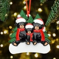 Addobbo natalizio famiglia orsi neri con albero glitterato e sciarpe rosse decorative - Stile 3 Orsi