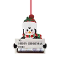Christmas penguin hanging ornament with gift card holder and money slot design - Penguin Reading Newspaper Resin Pendant