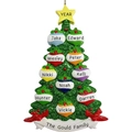 Custom resin Christmas tree ornament with 10 colorful name balls and glitter finish - 10-Member Style