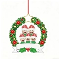 Weihnachtskranz Anhänger mit 5 Schneemännern und personalisierbarem weißem Banner - 5 Köpfe Familie