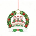 Christmas wreath ornament with 7 cartoon characters and customizable white banner - 7 Members Family