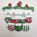 Personalized Christmas resin ornament with red candles and six mini stockings for family names - Snowflake Mitten Family Style (5598143997279)