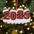 Rosa glitzernder Weihnachtsanhänger 2025 aus Harz für den DIY Weihnachtsbaumschmuck - 4-köpfiges Harzanhänger-gemälde 2025