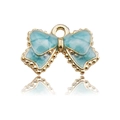 KC gouden strikhanger met lichtblauwe oliedruppel en marmeren textuur voor DIY sieraden - Blauw