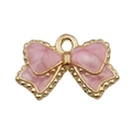 Rosa-goldener Schleifenanhänger mit marmorierter Emaille für DIY-Schmuck und Armbänder - Rosa