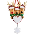 Christmas reindeer family frame ornament with DIY heart and white snowflake charm - Three Member Elk (Machine Print)
