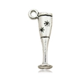 Retro silver champagne cup pendant charm with star engraving for DIY jewelry - Star Wine Glass Charm