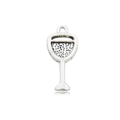 Silver wine glass pendant charm with textured bubbly detail for DIY jewelry making - Textured Wine Glass Charm