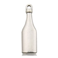 Pendentif en forme de bouteille de vin argentée pour bijoux DIY avec crochet - Breloque Bouteille Texturée Mate