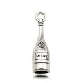 Pendentif bouteille de vin vintage avec gravure WINE pour la création de bijoux - Breloque Bouteille Relief Wine