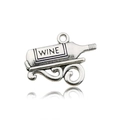 Pendentif bouteille de vin en alliage argent antique avec gravure WINE pour bijoux - Breloque Bouteille de Vin avec Base Volute