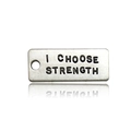 Silver rectangle keychain tag with engraved I CHOOSE STRENGTH text for fitness fans - I CHOOSE STRENGTH Tag (8997-10x24-2g)