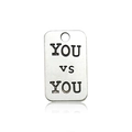Mini dumbbell fitness keychain with silver matte metal plate and YOU VS YOU engraving - YOU VS YOU Tag (8999-12x21-2.4g)
