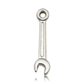 DIY wrench shaped alloy jewelry pendant with silver polished finish and hanging loop - Open-End Wrench Type B