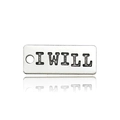 Mini ciondolo sportivo portachiavi argento con incisione 'I WILL' motivazionale - Etichetta I WILL (9004-1.8g-9x25)