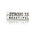 Portachiavi fitness a manubrio argento con incisione Strong is Beautiful - Etichetta STRONG IS BEAUTIFUL (9006-10x27-1.8g)