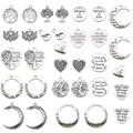 Antique silver zinc alloy charm set with heart, tree, and MOM letter pendants - Mother's Day 16 Styles Mixed Set (M283)