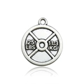 Ciondolo a disco per bilanciere argento vintage con dettagli 25 LBS e 11,3 KG - Disco Bilanciere 25LBS (9009-20mm-2g)