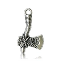 Silver alloy axe charm pendant with textured finish and ring hook for DIY jewelry - Handmade Style Axe