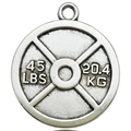 Portachiavi mini disco manubrio argento con incisione di 45 LBS e 20,4 KG - Disco Bilanciere 45LBS (15768-24x27-3g)