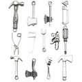 12-piece antique silver tool charms set for DIY jewelry and keychain making - Antique Silver Tool Set (Includes Hammer, Axe, Wrench, Screwdriver, Saw, Pliers)
