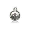 Ciondolo a bottone rotondo in argento vintage con quattro fori per gioielli DIY - Stile Bottone (8711)